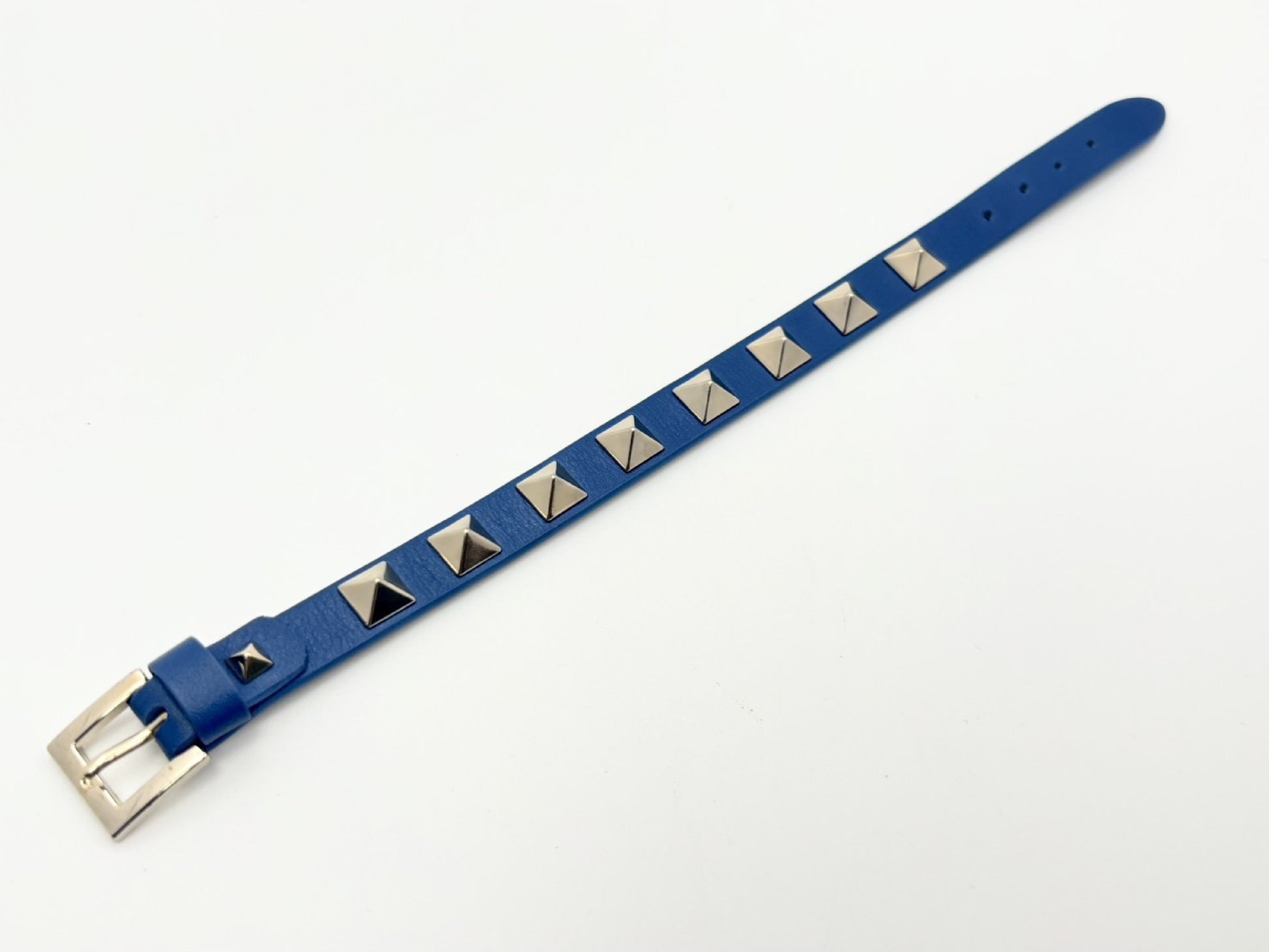 VALENTINO Rock Stud Leather Bracelet Blue with Replacement Stud Parts Bracelet Bangle