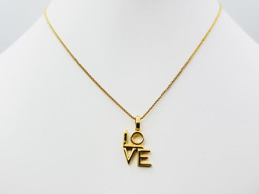 SAINT LAURENT Saint Laurent LOVE Logo Gold Necklace