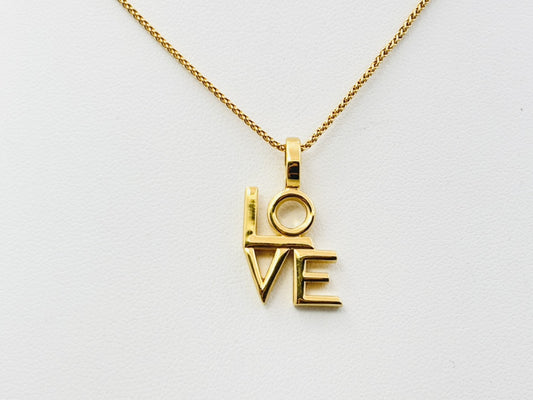 SAINT LAURENT Saint Laurent LOVE Logo Gold Necklace