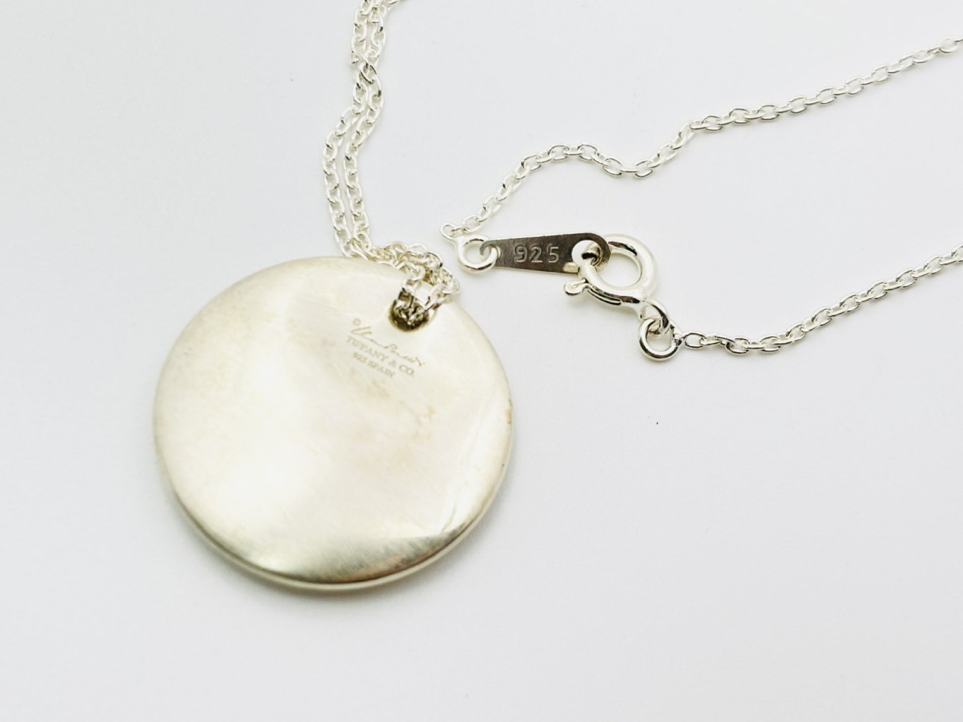 Tiffany&Co. Round Plate Elsa Peretti 925 13g Silver Necklace