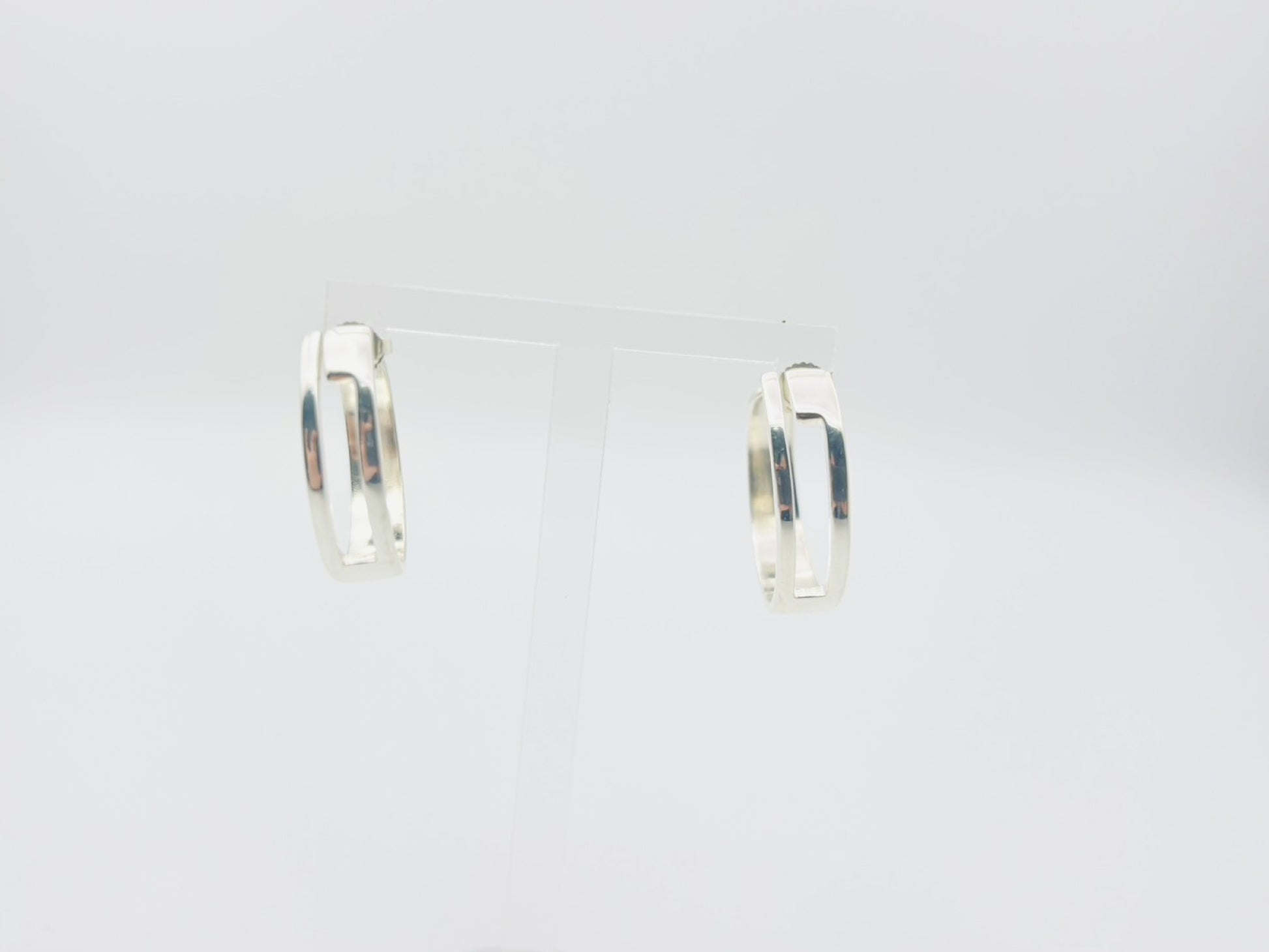 GUCCI Gucci Square G Logo Hoop 925 Silver Earrings
