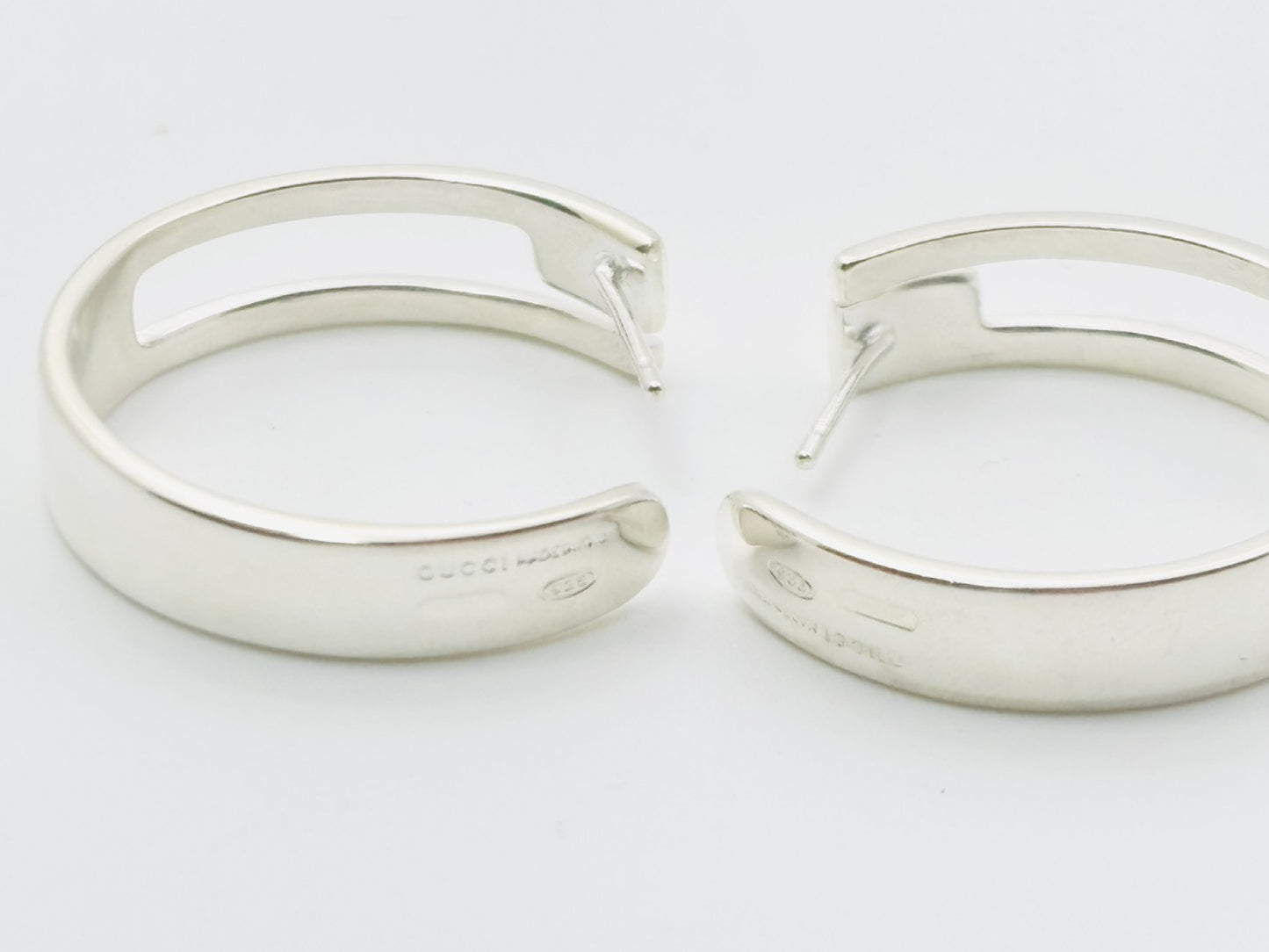 GUCCI Gucci Square G Logo Hoop 925 Silver Earrings