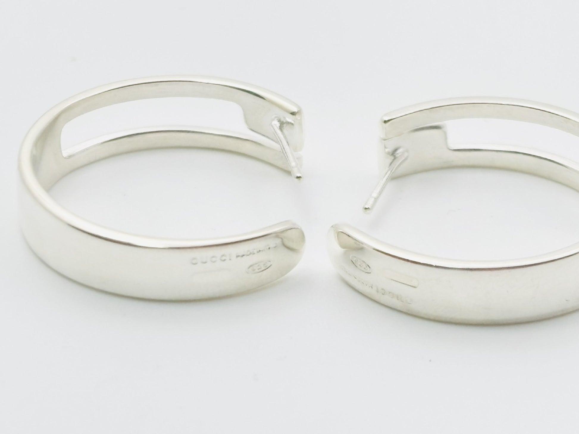 GUCCI Gucci Square G Logo Hoop 925 Silver Earrings