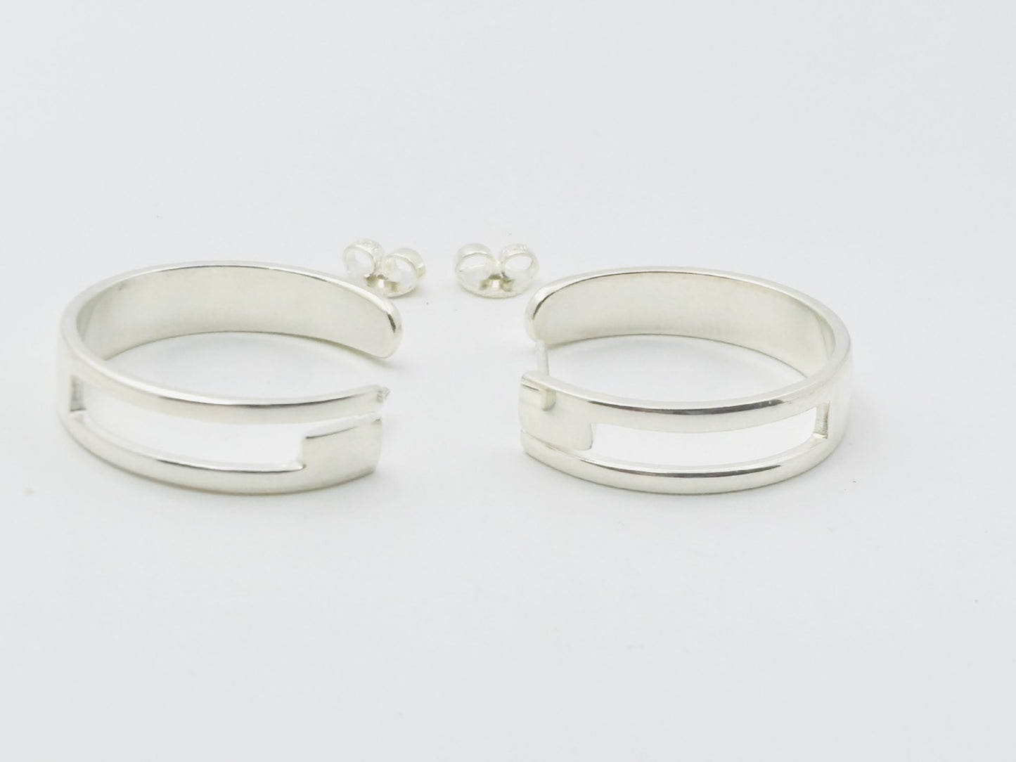 GUCCI Gucci Square G Logo Hoop 925 Silver Earrings
