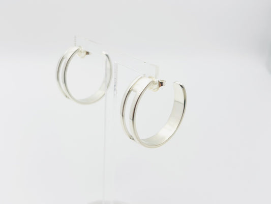 GUCCI Gucci Square G Logo Hoop 925 Silver Earrings