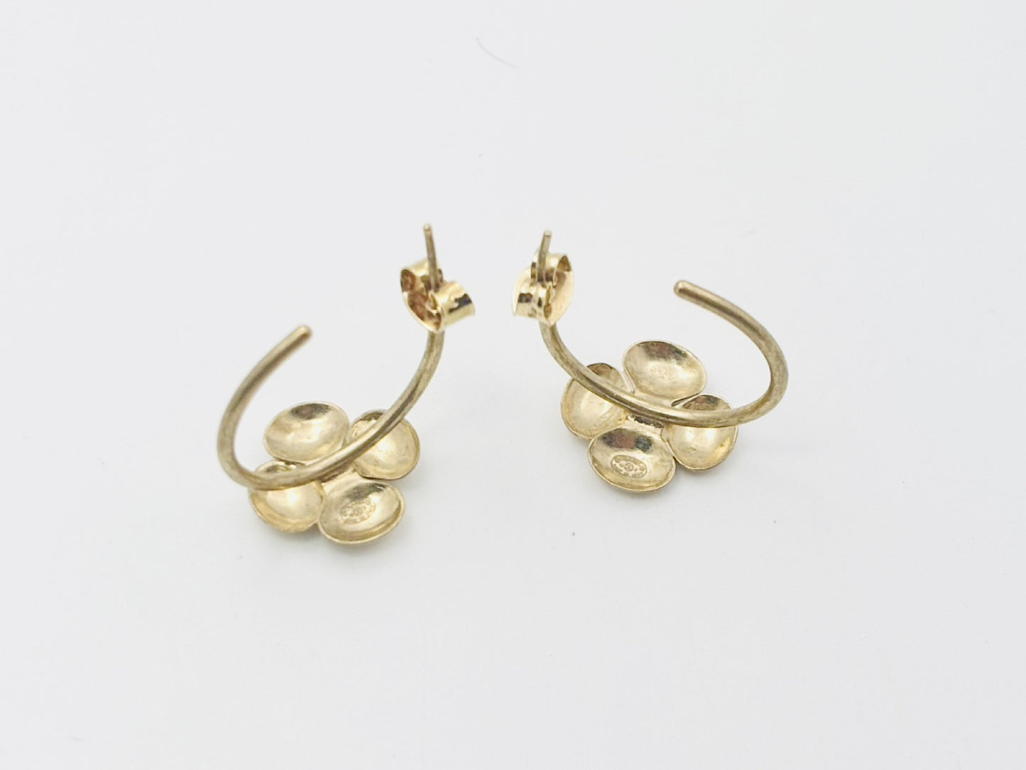 CHANEL Cocomark Camellia Hoop 10P Pink Beige Earrings