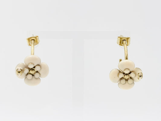 CHANEL Cocomark Camellia Hoop 10P Pink Beige Earrings
