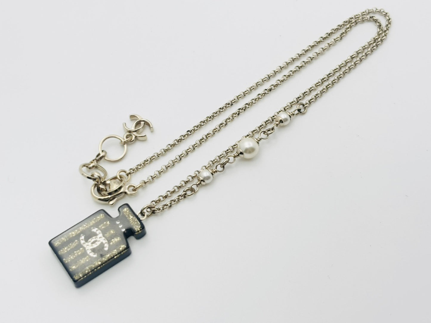 CHANEL Cocomark Perfume Bottle Perfume Faux Pearl 17A Resin Necklace