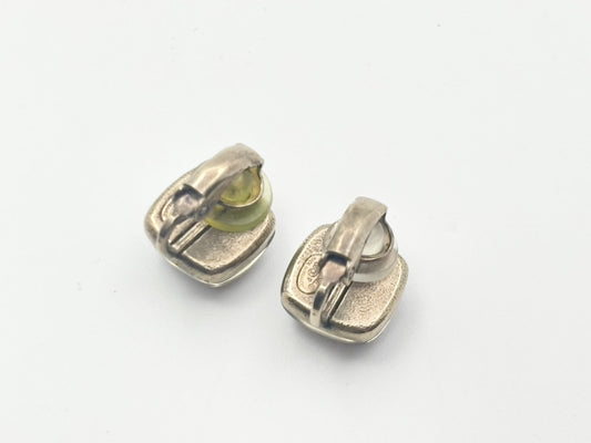 CHANEL Coco Mark Square 06P Resin Purple Color Stone Earrings