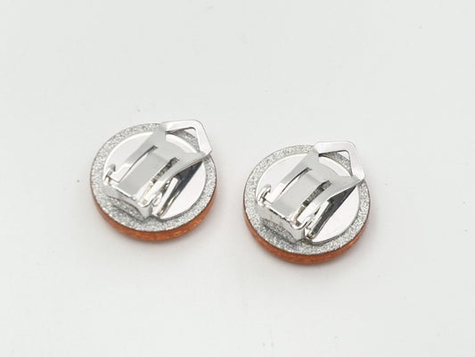 CHANEL Coco Mark Round 00A Resin Glitter Orange Earrings