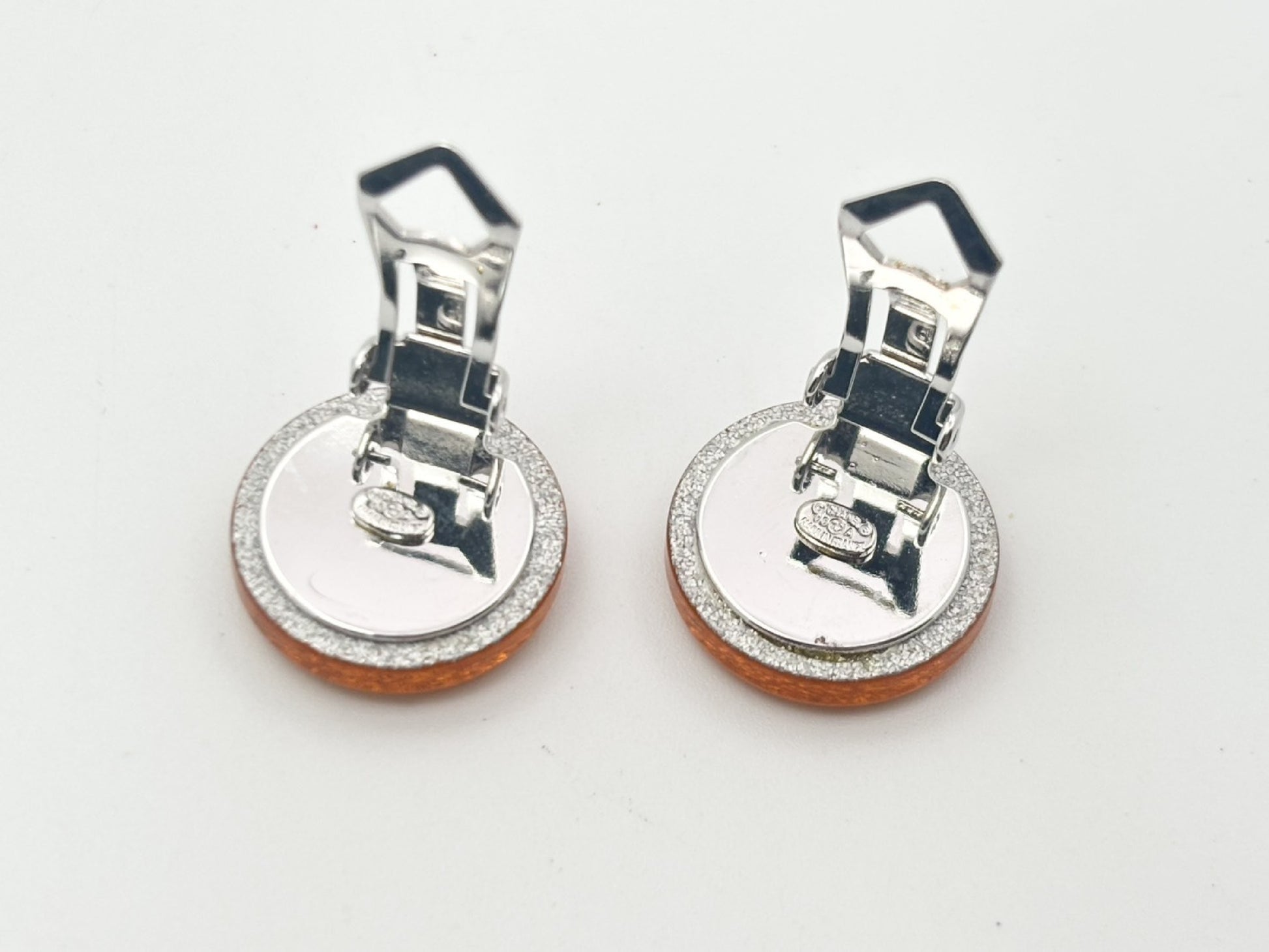CHANEL Cocomark Round 00A Resin Lamegritter Orange Earrings