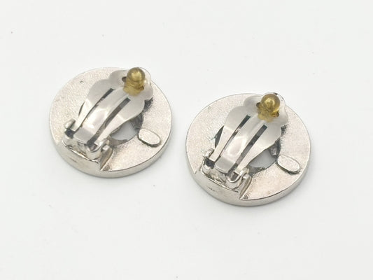 CHANEL Coco Mark Round Circle 97A Silver Earrings