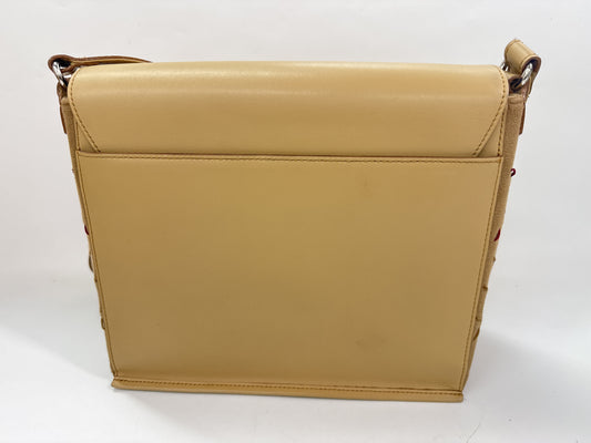 BURBERRY Leather Shoulder Bag with Check Pattern on Both Sides