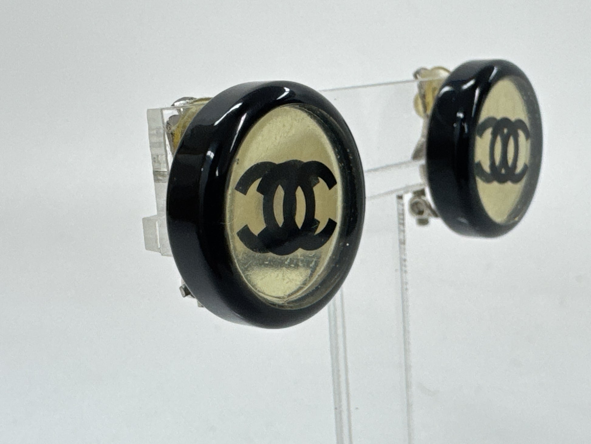 CHANEL 01P Cocomark Round Mirror Earrings