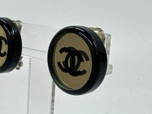 CHANEL 01P Cocomark Round Mirror Earrings