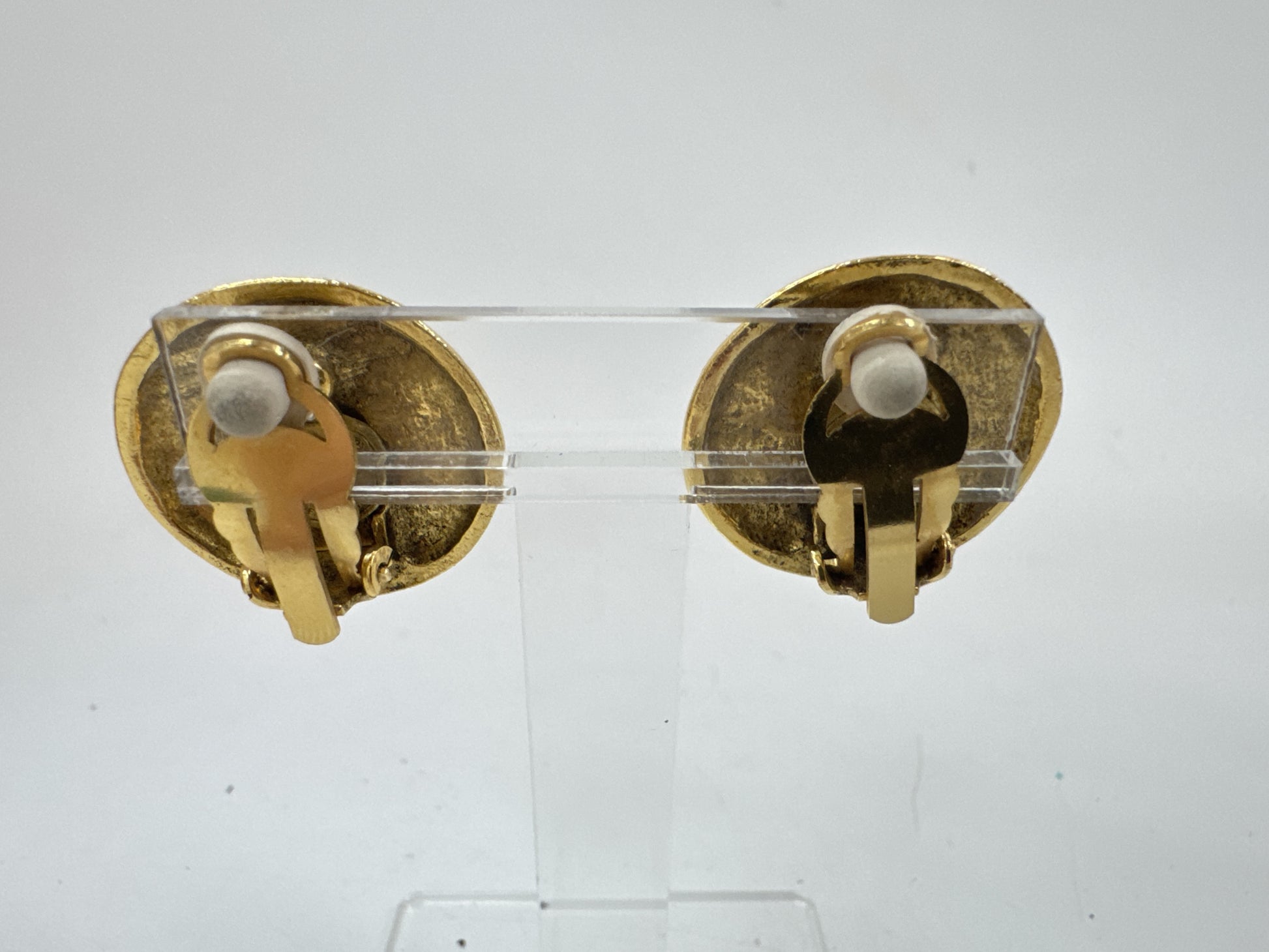 CHANEL Clear Stone Round Earrings