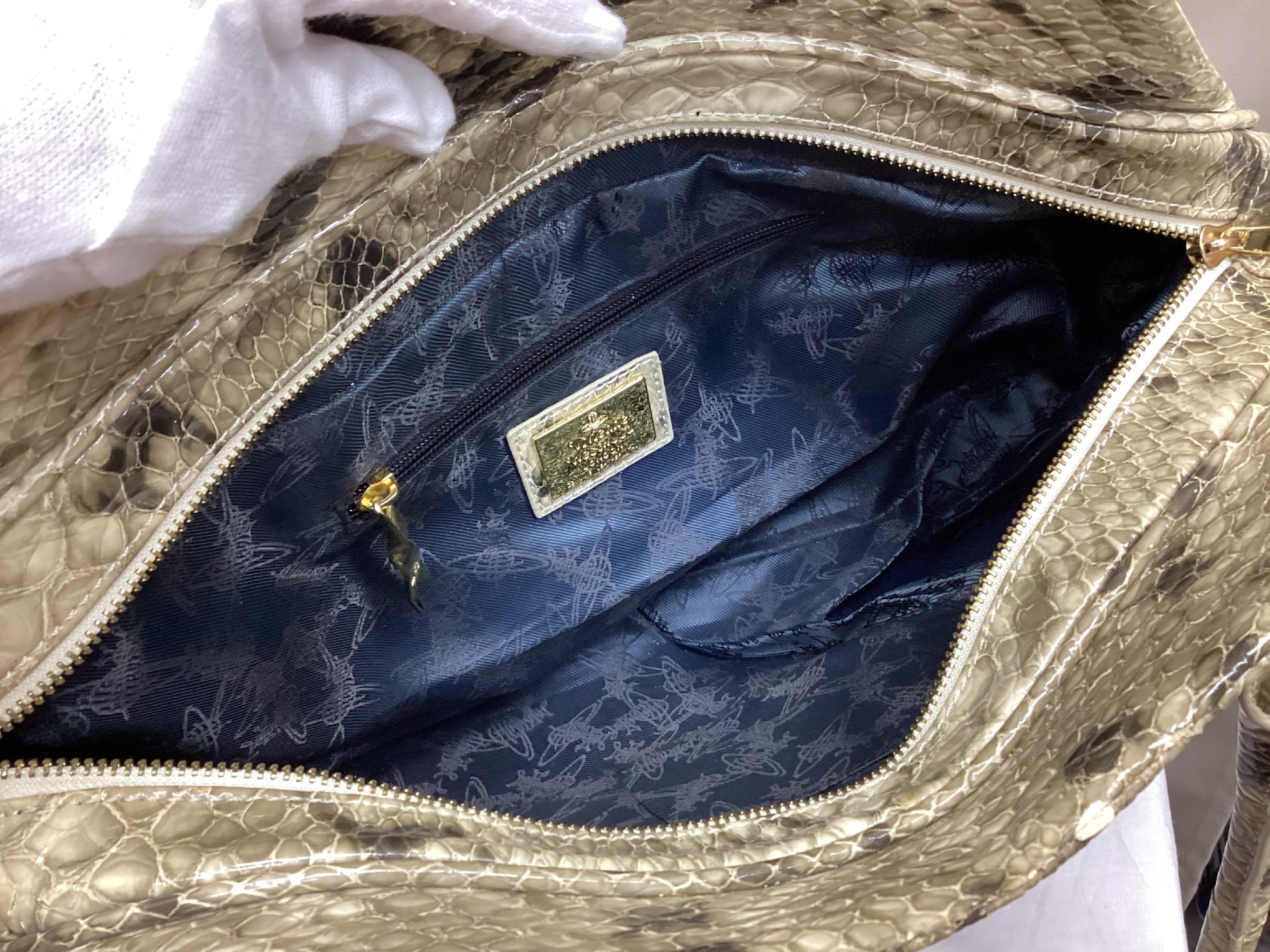 Vivienne Westwood Large Orb Mark Python-Style Boston Bag Boston Bag