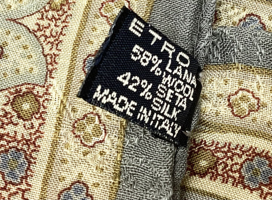 ETRO 58% Wool, 42% Silk, Large Shawl, 136 x 132cm, Scarf