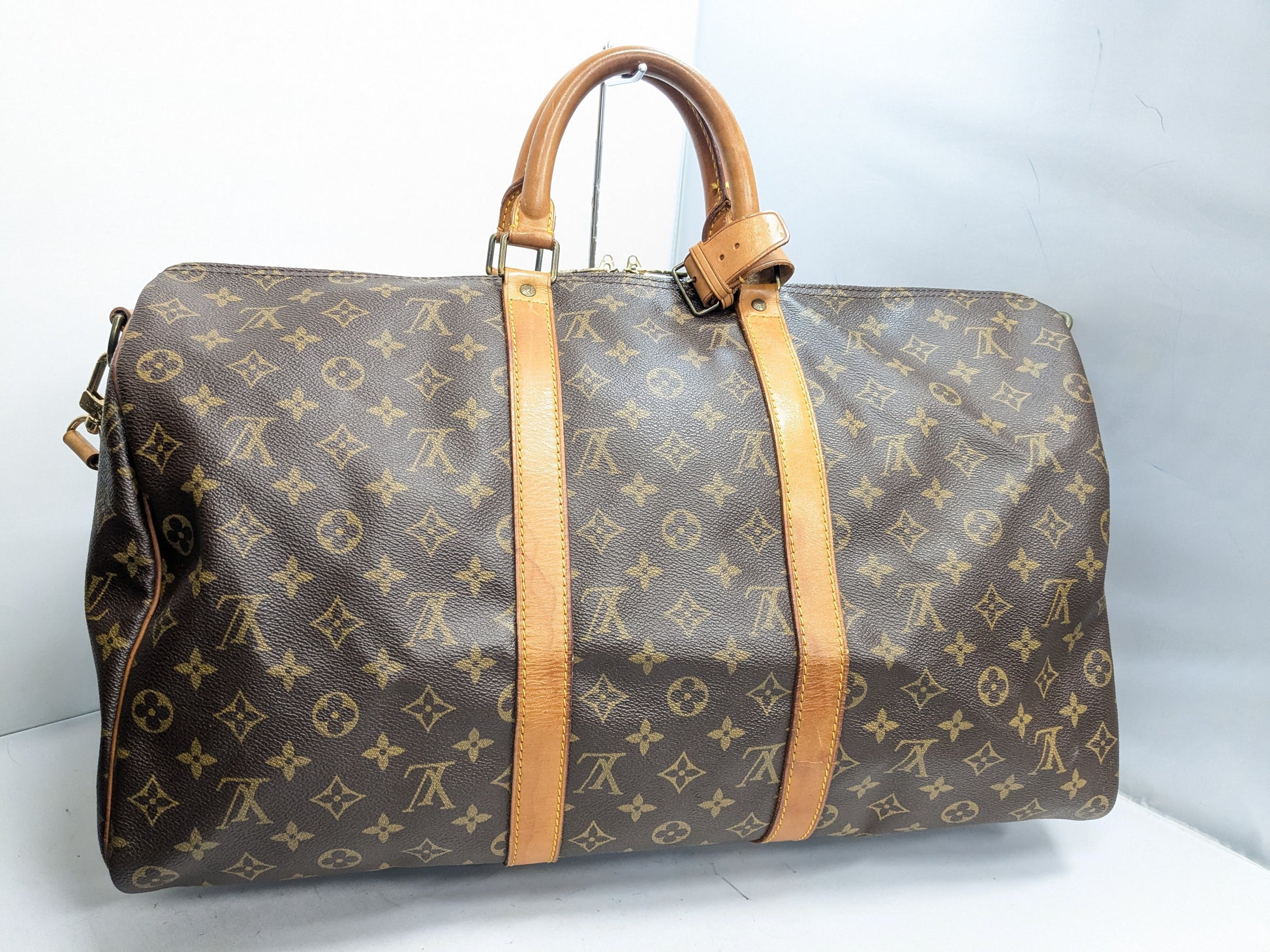 LOUIS VUITTON LV Monogram Keepall Bandouliere 50 Boston Bag with Strap