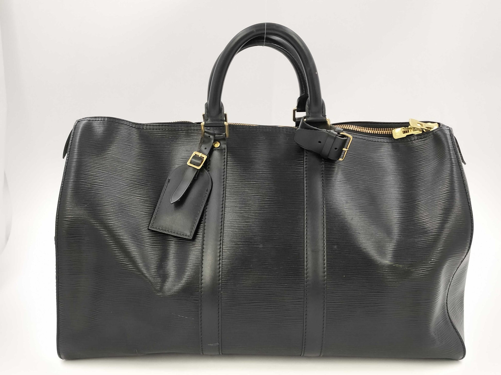 LOUIS VUITTON LV Epi Leather M42962 Keepall 50 SP0978 Boston Bag with Name Tag