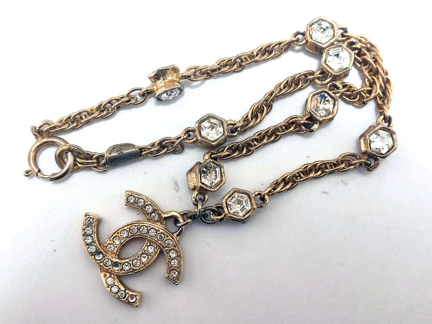CHANEL Coco Mark Rhinestone Necklace Necklace