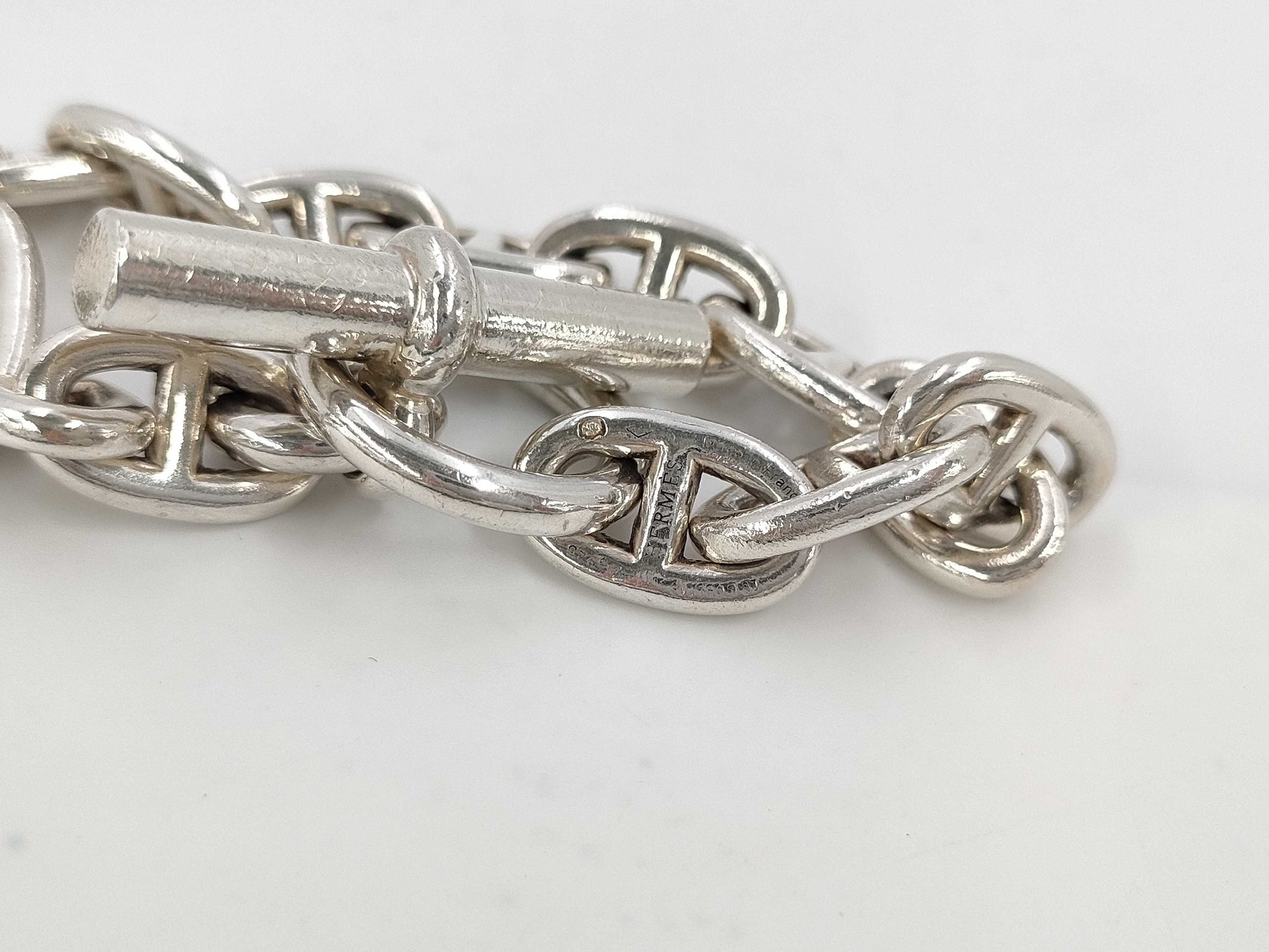 HERMES Chene Dunkle MM 16 Frames 58.4g SV925 Bracelet Bracelet Bangle