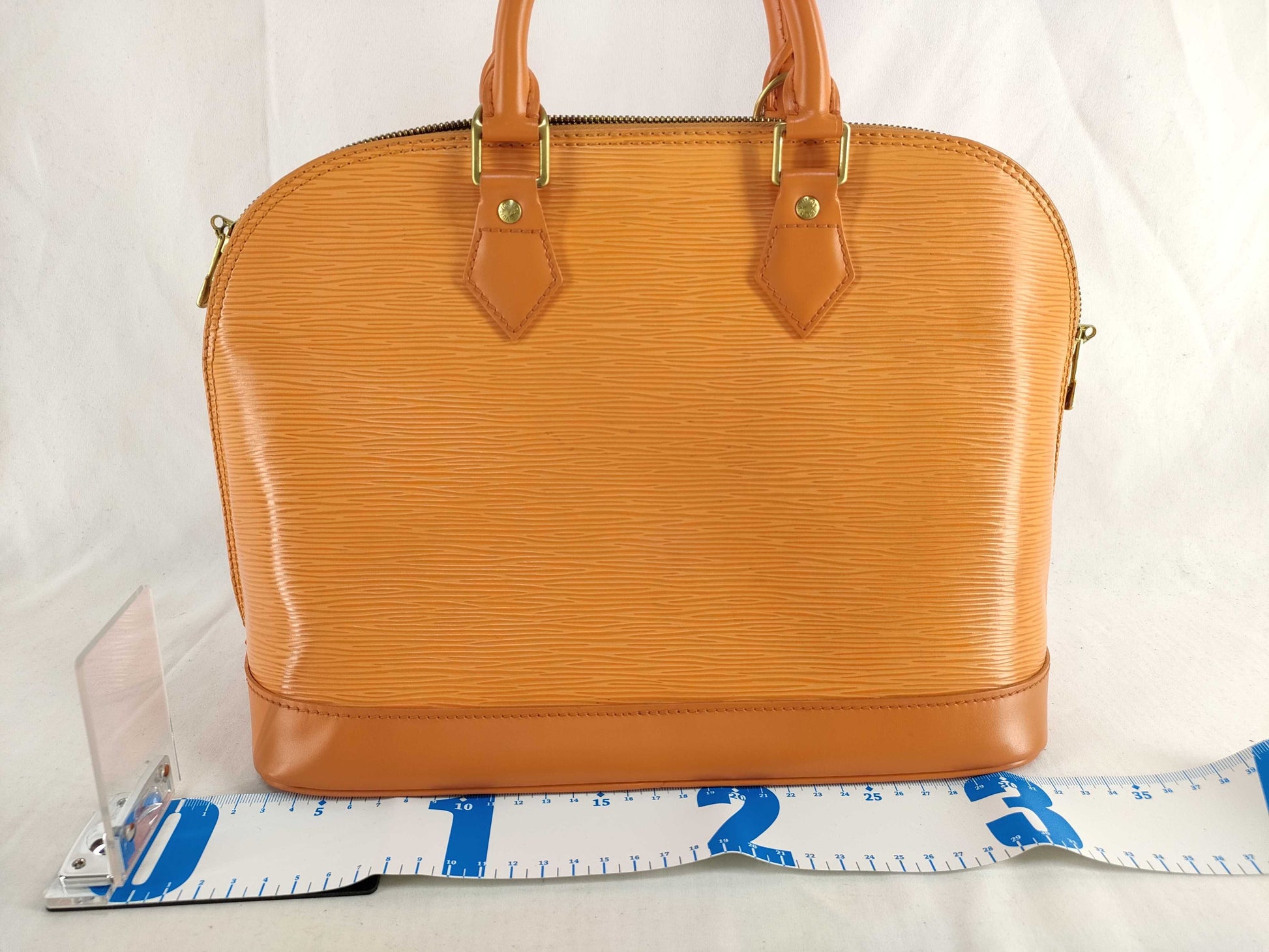 LOUIS VUITTON Epi LV Alma Handbag Pimon Orange Leather Women's Handbag