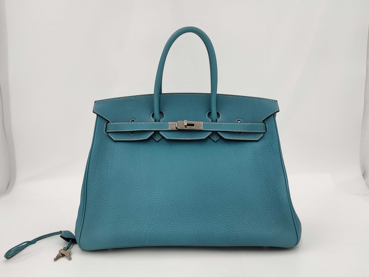 HERMES Birkin 35 in Blue Jean with Silver Hardware and J Stamp