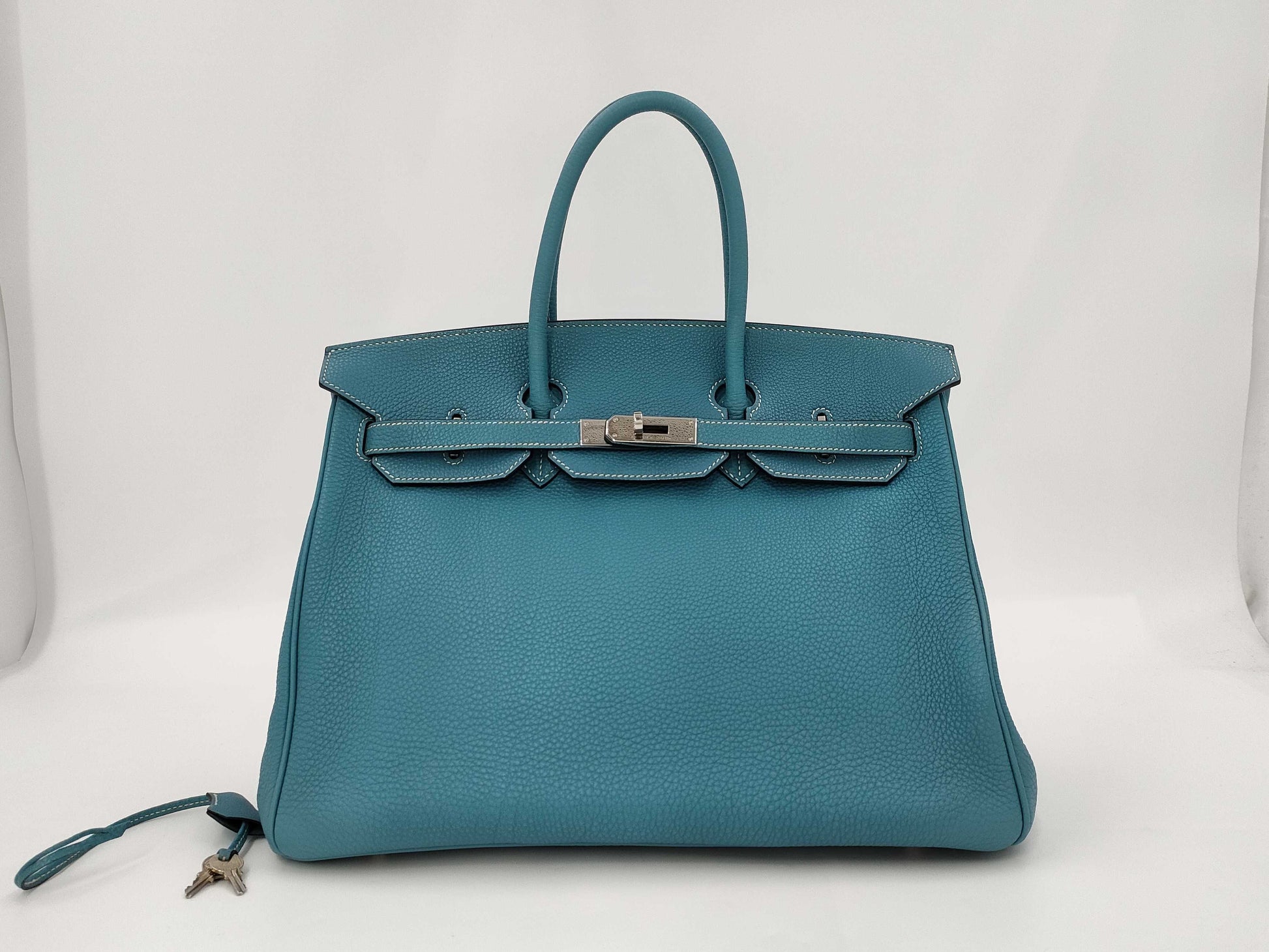 HERMES Birkin 35 in Blue Jean with Silver Hardware and J Stamp