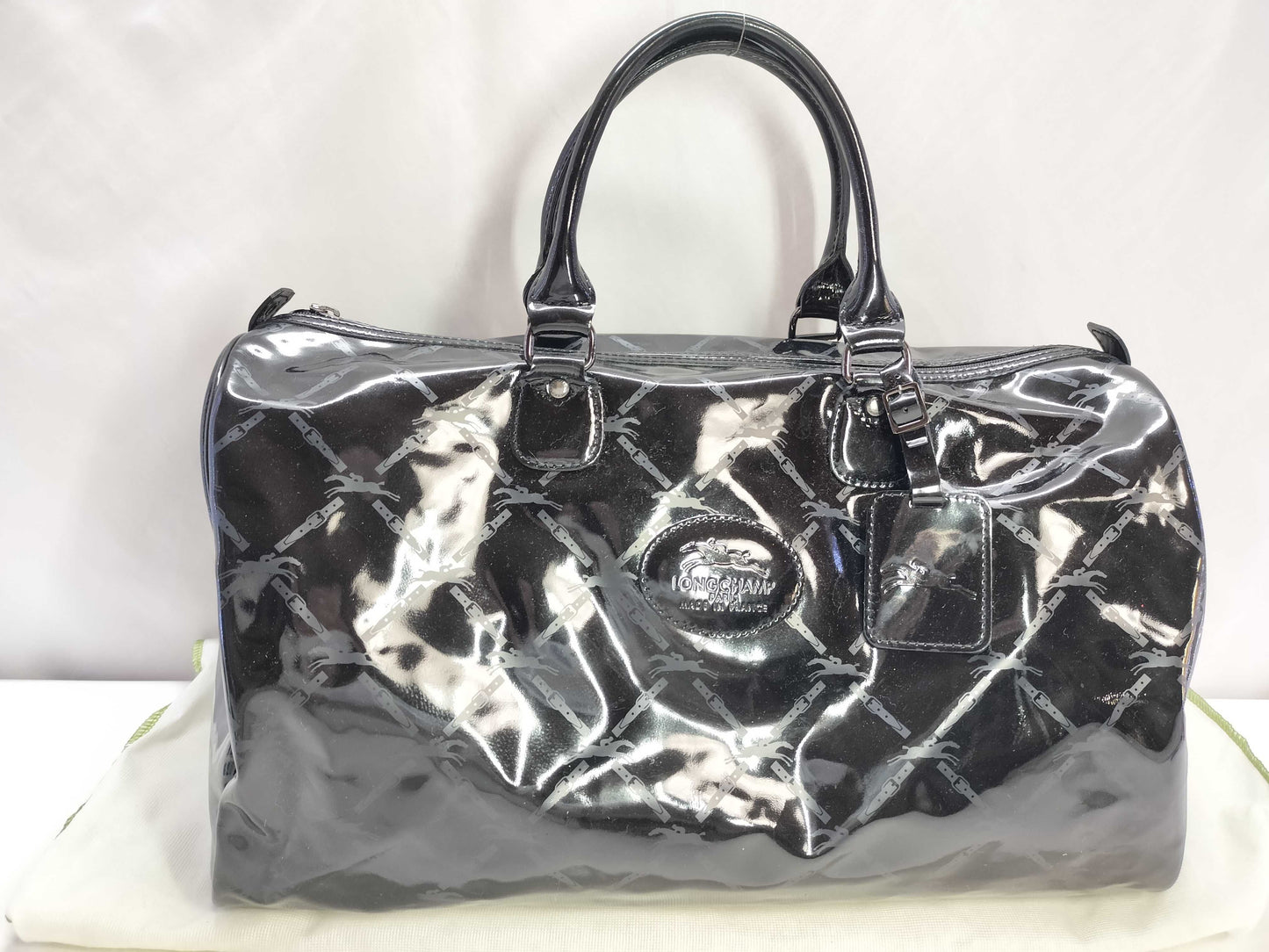 LONG CHAMP LONG CHAMP Enamel Boston Bag Black Boston Bag