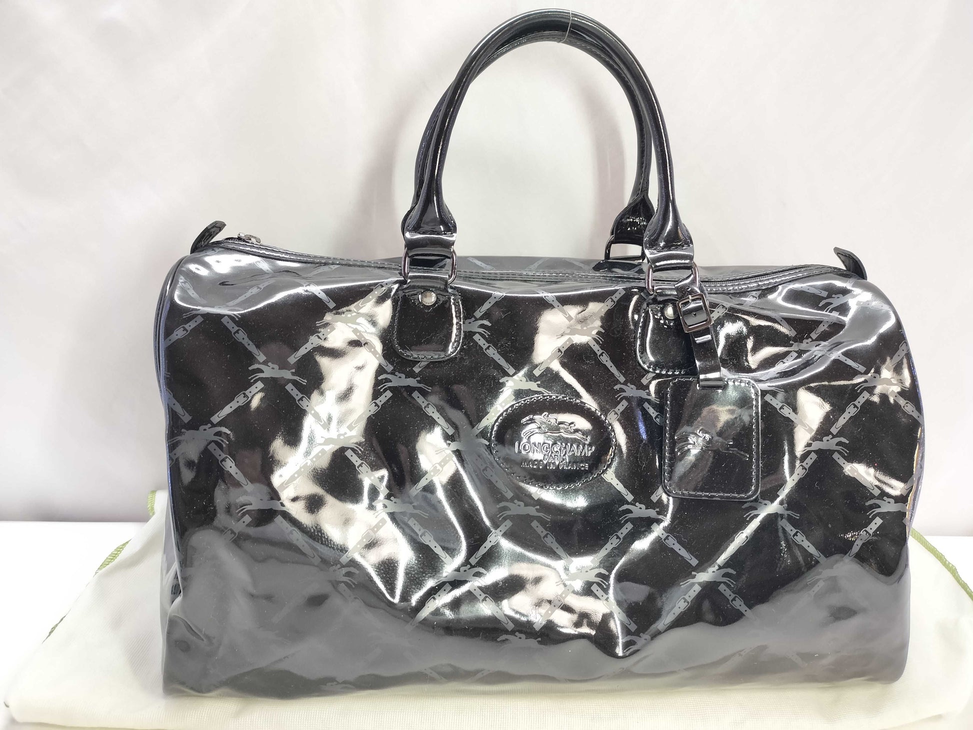 LONG CHAMP LONG CHAMP Enamel Boston Bag Black Boston Bag