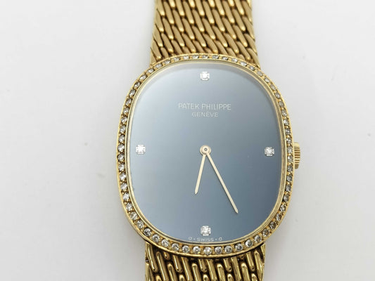 PATEK PHILIPPE Golden Ellipse 3849/8 Manual Winding Blue Dial 18K Gold Women's Watch