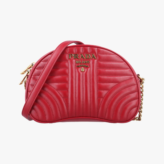 PRADA Diagram Red Leather 1BH1307/10 Shoulder Bag