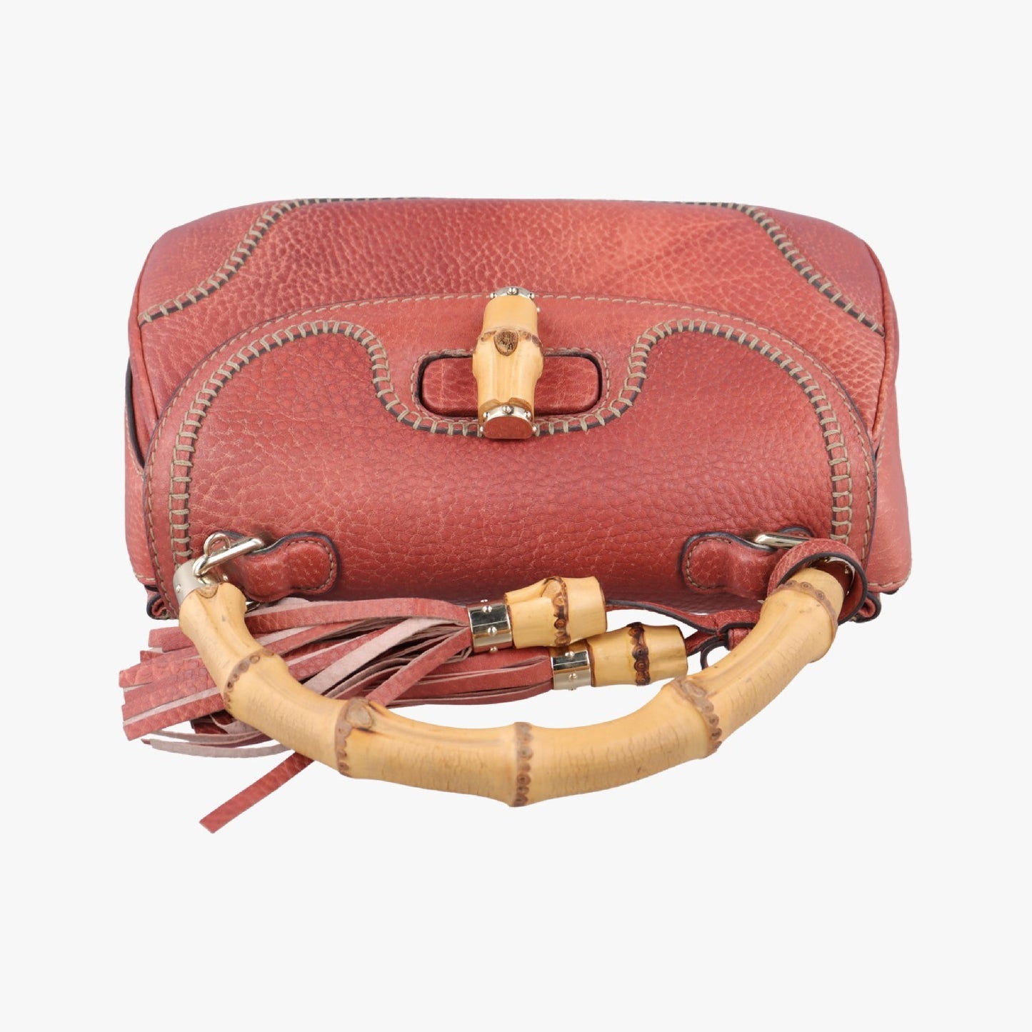 GUCCI New Bamboo Terracotta Leather 254884B8418725 Handbag