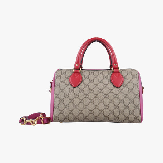 GUCCI GG Supreme Beige x Red x Pink PVC Coated Canvas 409529I019122943 Handbag