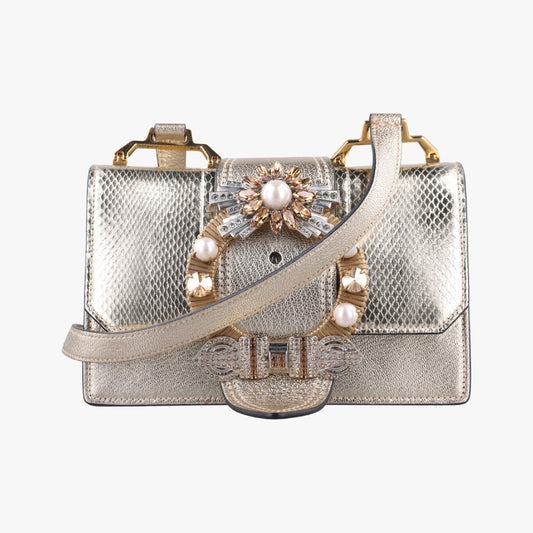 miu miu Miu Mew Lady Light Gold Leather 5BH609235 Shoulder Bag