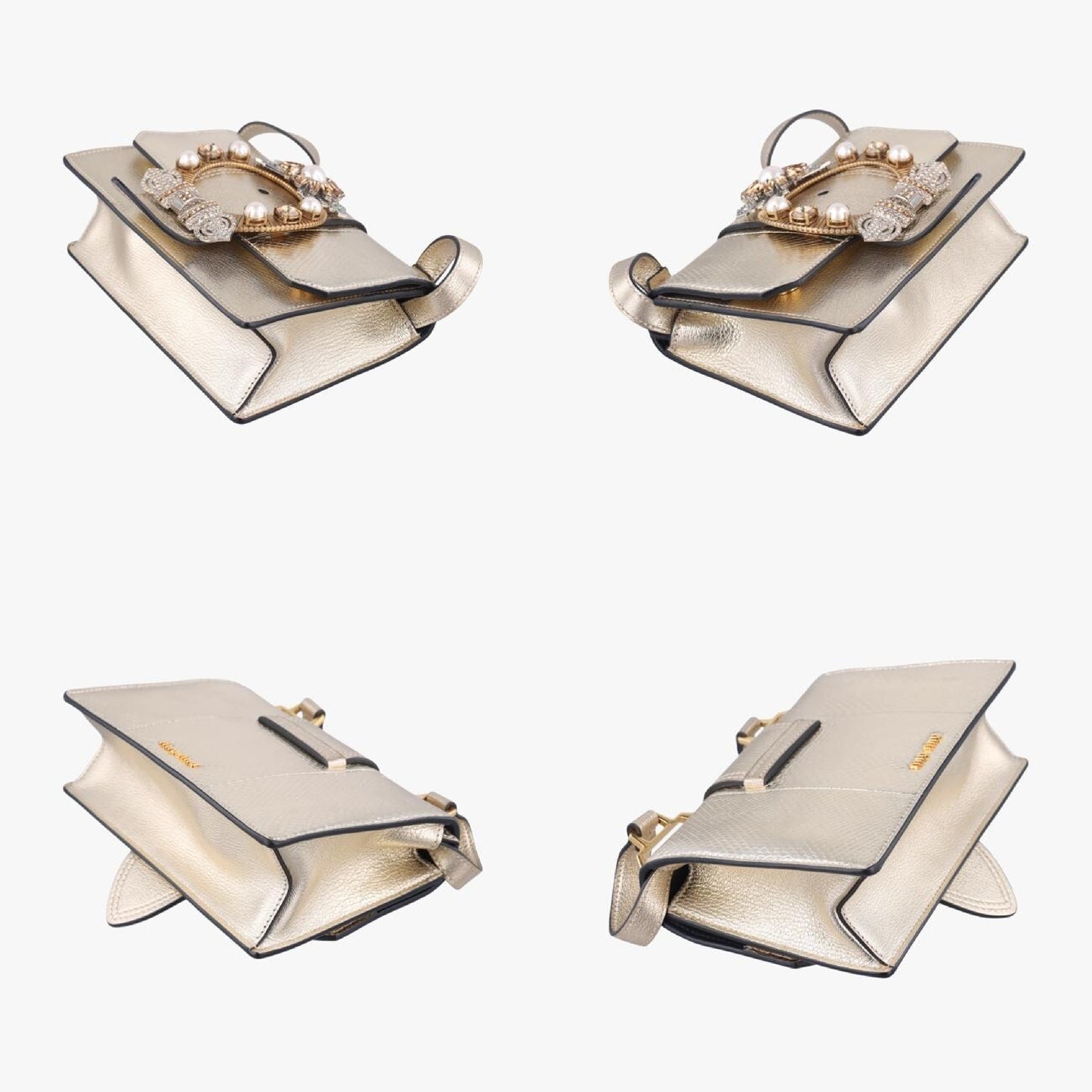 miu miu Miu Mew Lady Light Gold Leather 5BH609235 Shoulder Bag