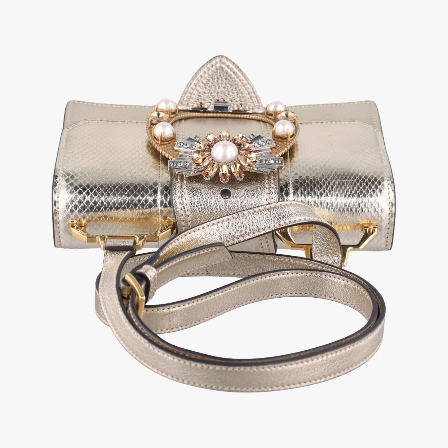 miu miu Miu Mew Lady Light Gold Leather 5BH609235 Shoulder Bag