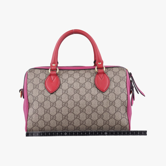 GUCCI GG Supreme Beige x Red x Pink PVC Coated Canvas x Leather 409529C019161041 Shoulder Bag