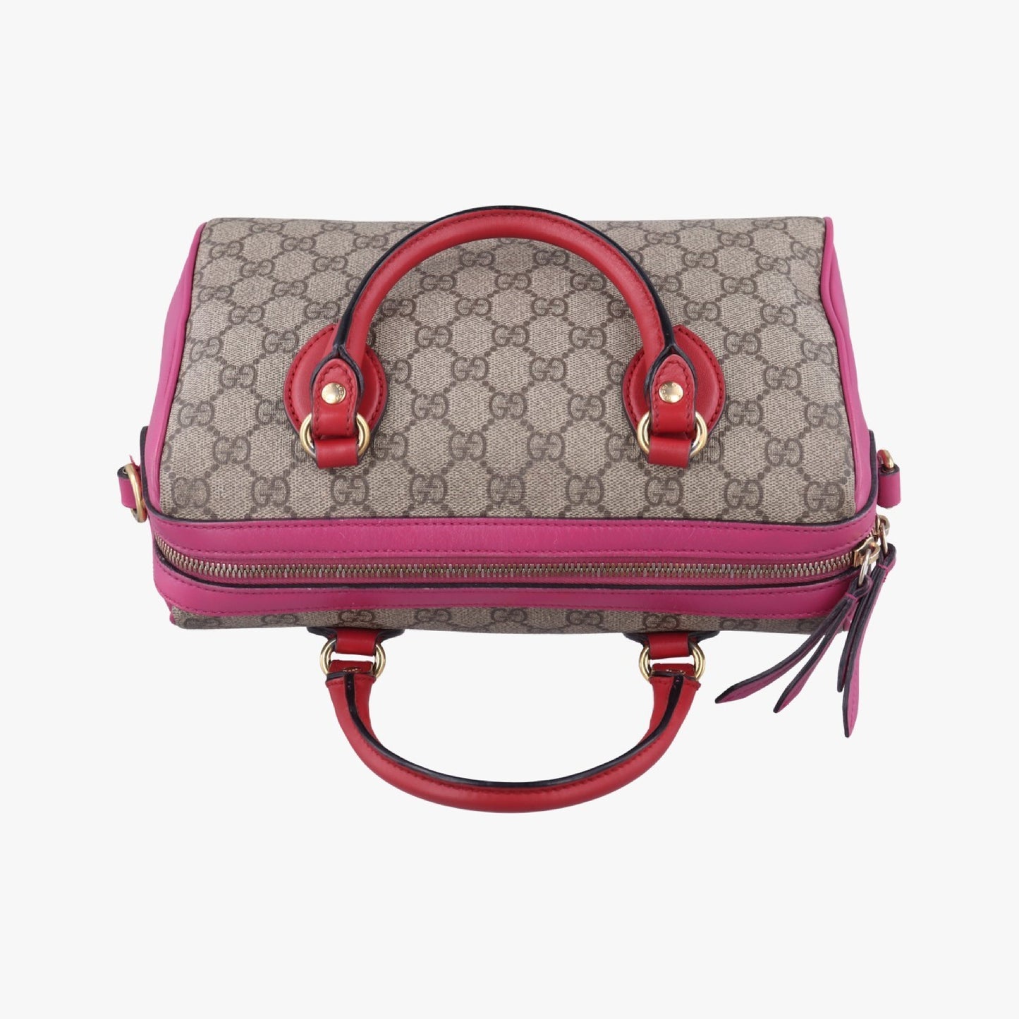 GUCCI GG Supreme Beige x Red x Pink PVC Coated Canvas x Leather 409529C019161041 Shoulder Bag