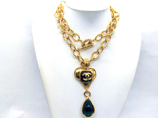 CHANEL Gripore Heart Swing Necklace 95P Necklace