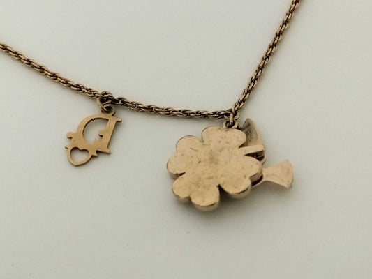 Dior Dior Clover Gold Rhinestone Necklace
