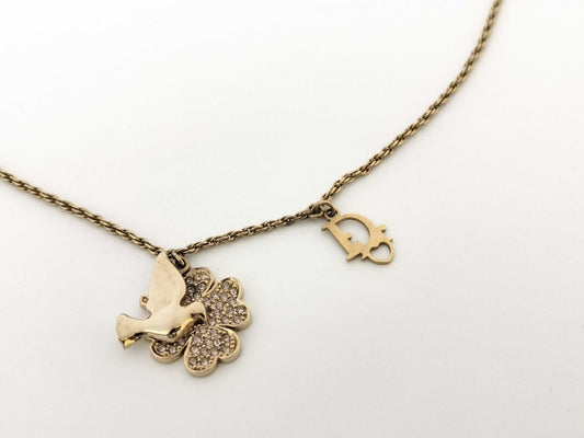Dior Dior Clover Gold Rhinestone Necklace