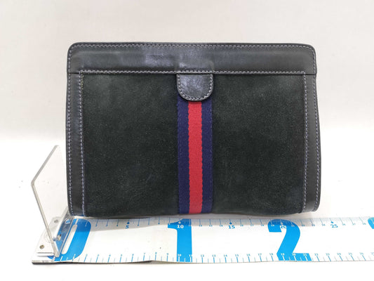 GUCCI Old Gucci Clutch Bag Sherry Line Suede Clutch Bag