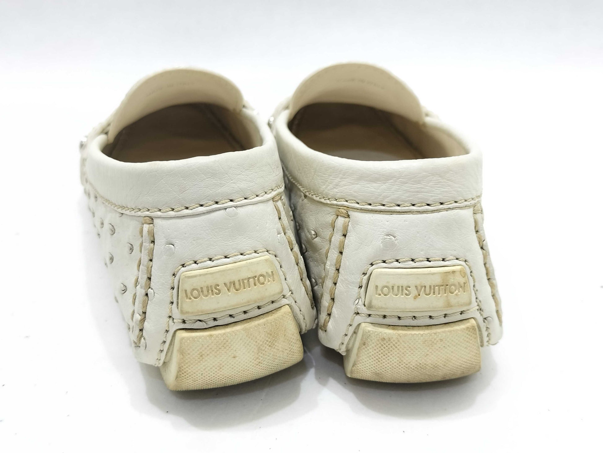 LOUIS VUITTON Ostrich Loafers White Other Shoes