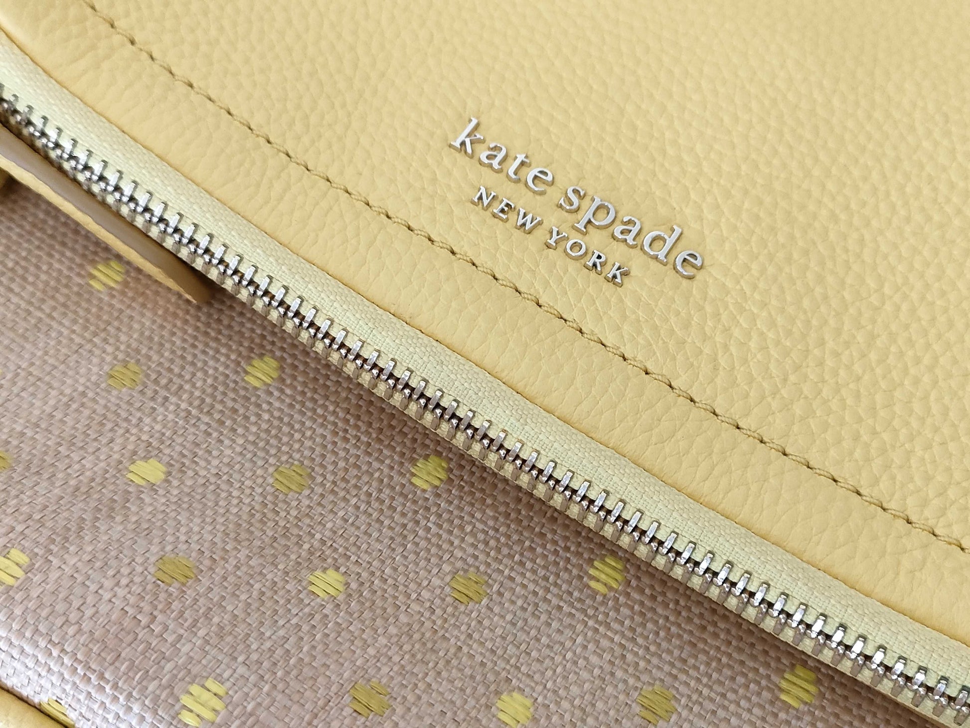 Kate Spade raffia shoulder bag in yellow / Kate Spade Cameron Street pink 2-way shoulder bag