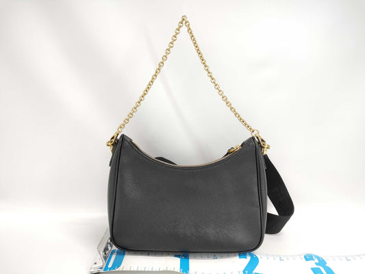 PRADA Saffiano Lax Leather Shoulder Bag Black Bag