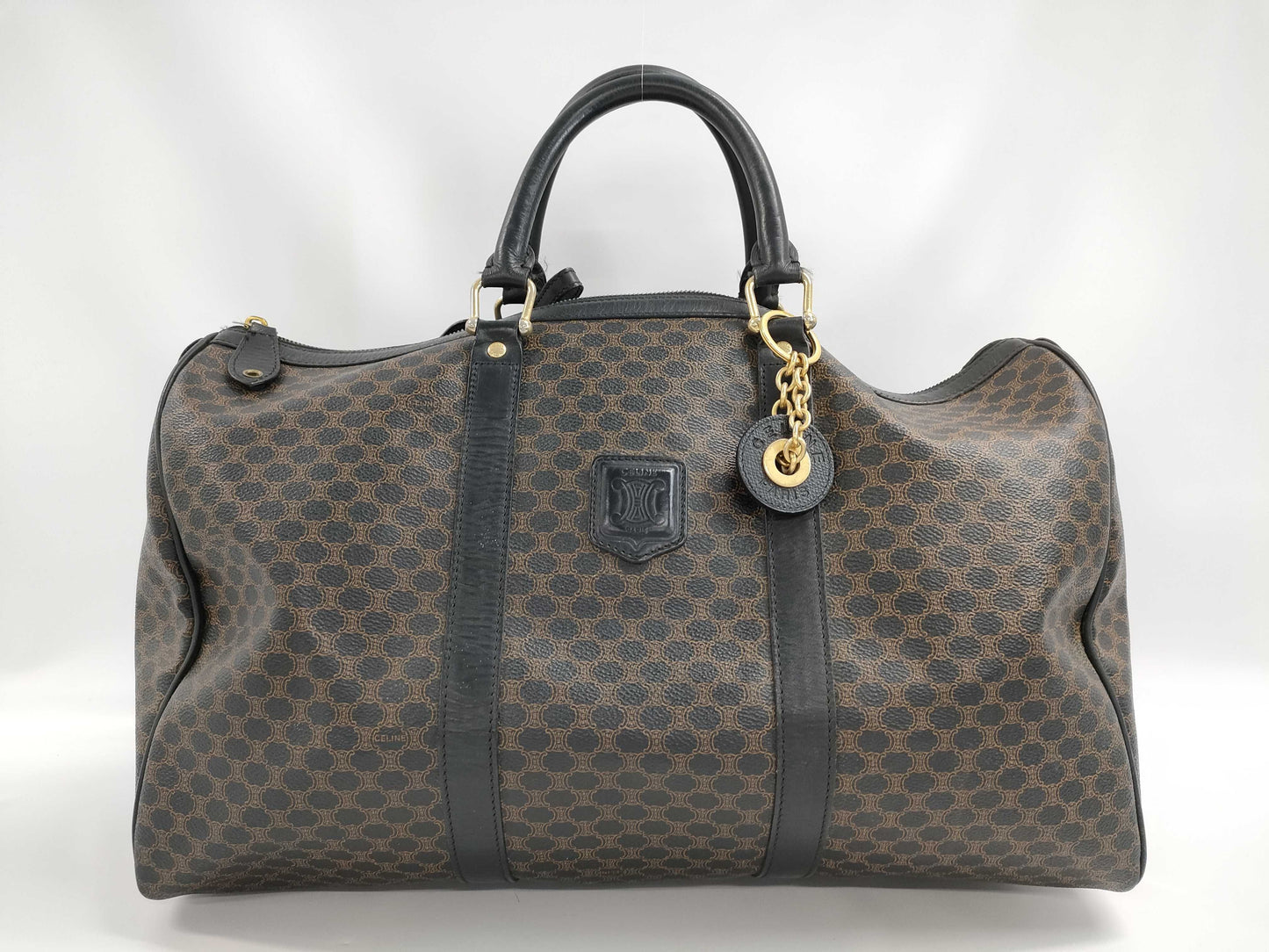 CELINE Celine Macadam Black PVC Boston Bag