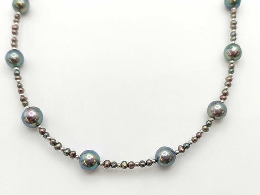 Semi-Round Pearl Necklace 3.0-7.6mm Diameter, 38.6g