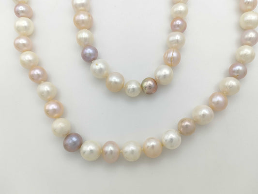 Long Semi-Round Pearl Necklace, Diameter 8.4-11.2mm, 219.4g
